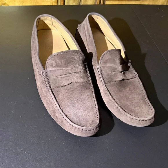 Tod's Dark Brown Suede Driver Loafers men’s size 11 Made in Italy - Picture 1 of 16
